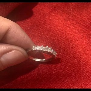 Diamond band 14k white gold princess cut